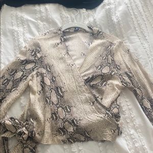 Snake print wrap top